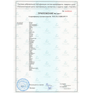 Сертификат соответствия - пептиды Приложение 1